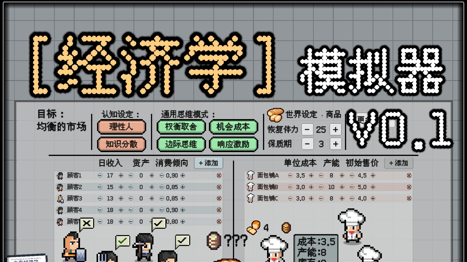 【经济学模拟器 v0.1】来试试自己搭建一个供需均衡的交易市场