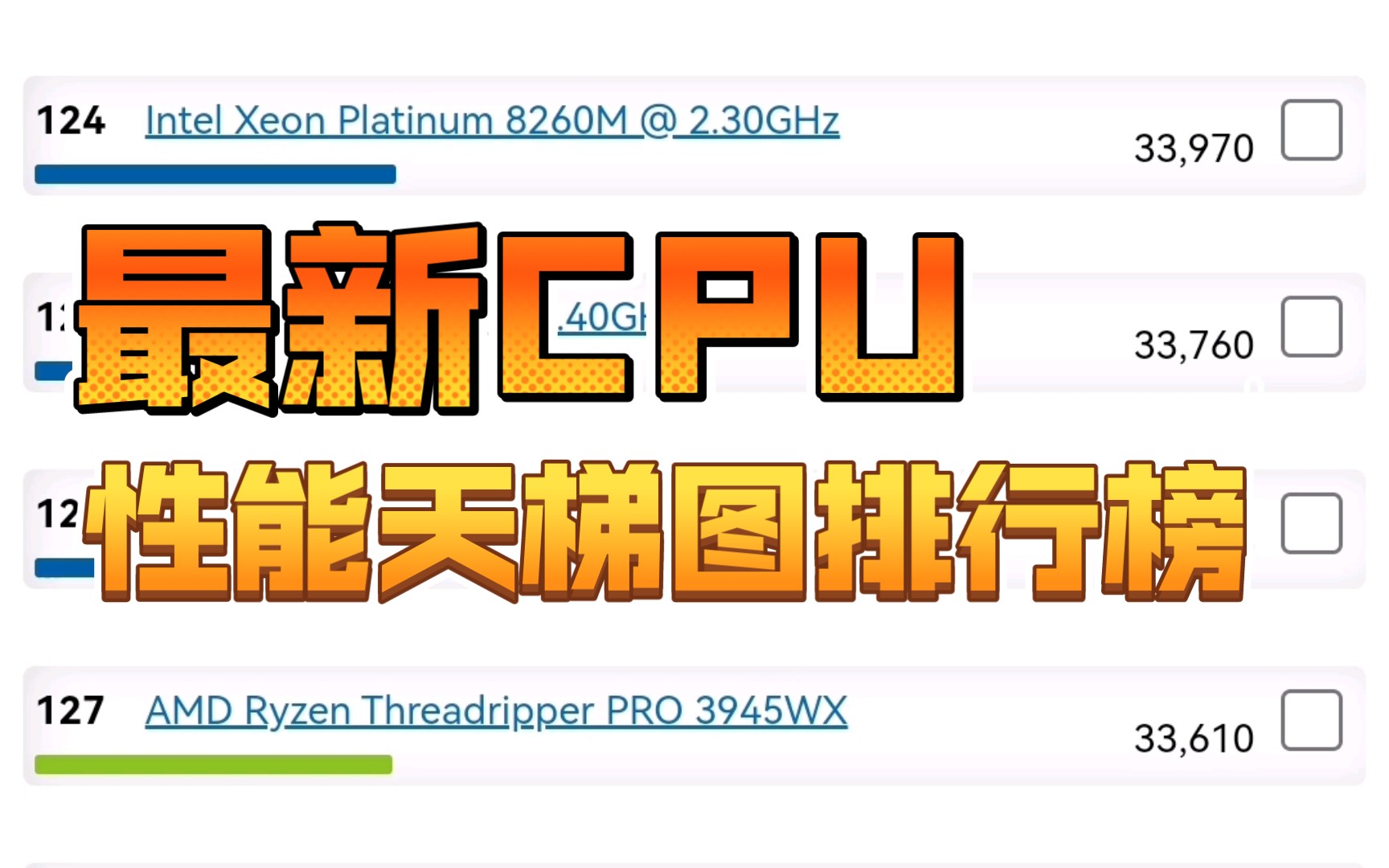 最新cpu天梯排行榜TOP500,i99900居然倒数第一,榜首性能是13900KF的两倍哔哩哔哩bilibili