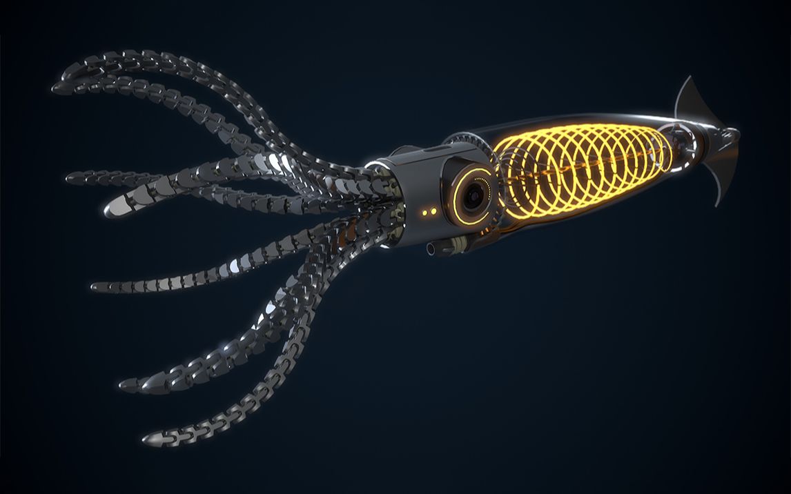 【maya建模】高科技机械乌贼模型制作,超详细次世代道具卡线高模教学