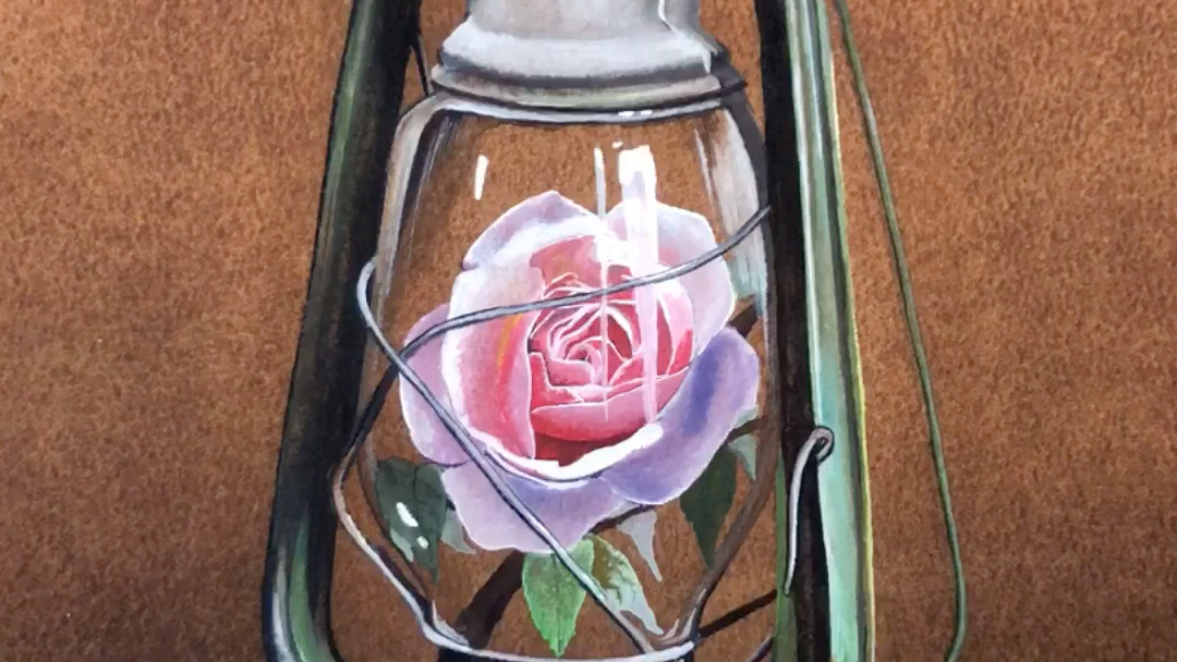 水彩-煤油灯/花