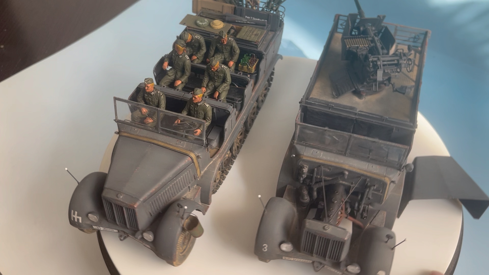 1/35 二戰sd.kfz7型8噸半履帶運輸車和對空炮車