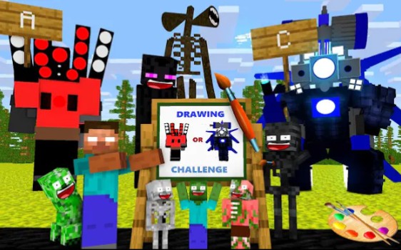 mc怪物学院动画丨马桶人厕所泰坦监控人和泰坦音响人绘画挑战赛丨我的