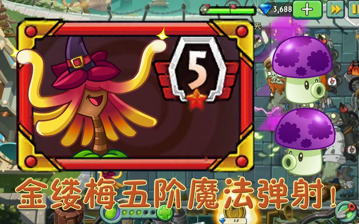 【pvz2中文版】五阶金缕梅女巫魔法弹射!