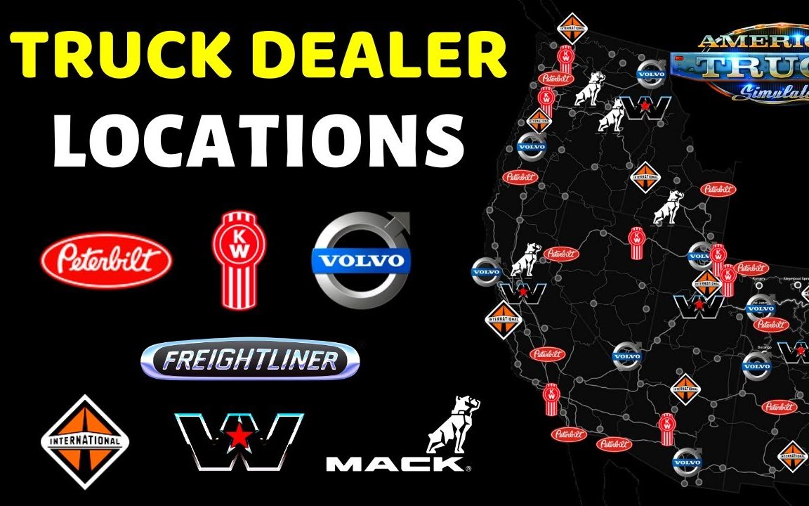 【YouTube】美卡经销商一览|Truck Dealer Locations -American Truck Simulator_哔哩哔哩 ...