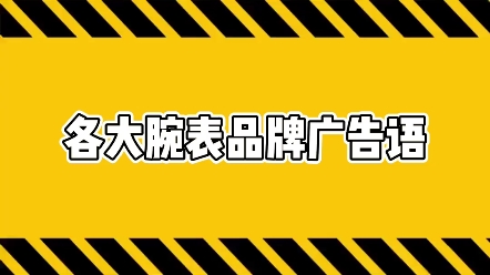 关于手表 没人敢说的实话 各大腕表品牌广告语哔哩哔哩bilibili