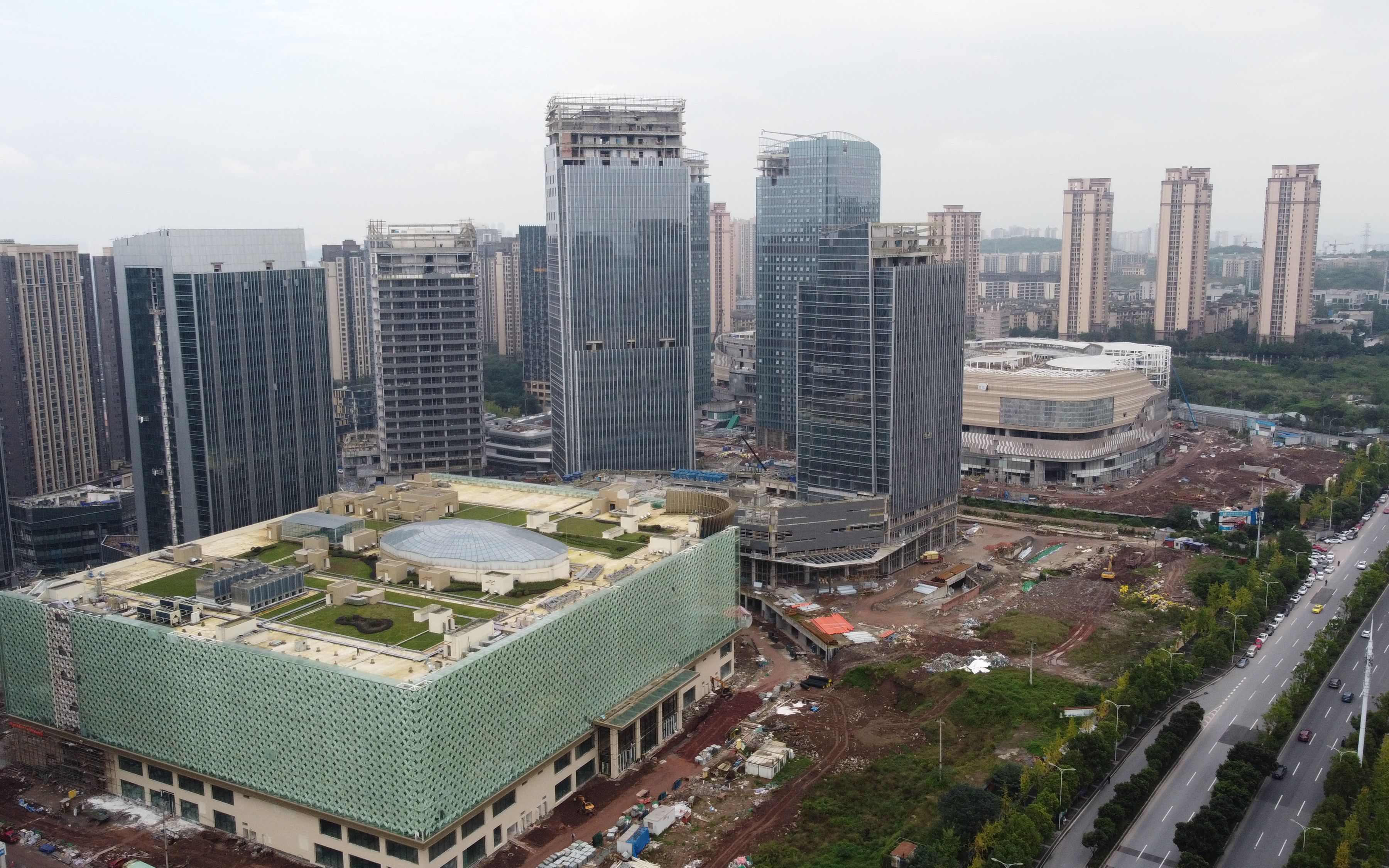 航拍重庆金州商圈,2021年6月开业!实地看看修建进度!