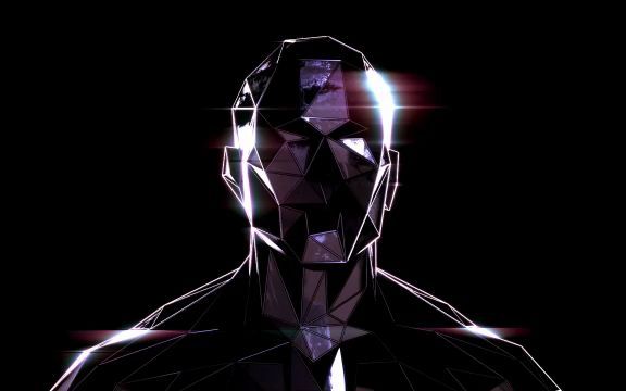 视频素材 ▏h1711 炫酷3d钢铁金属质感机械机器人头像动画特效酒吧