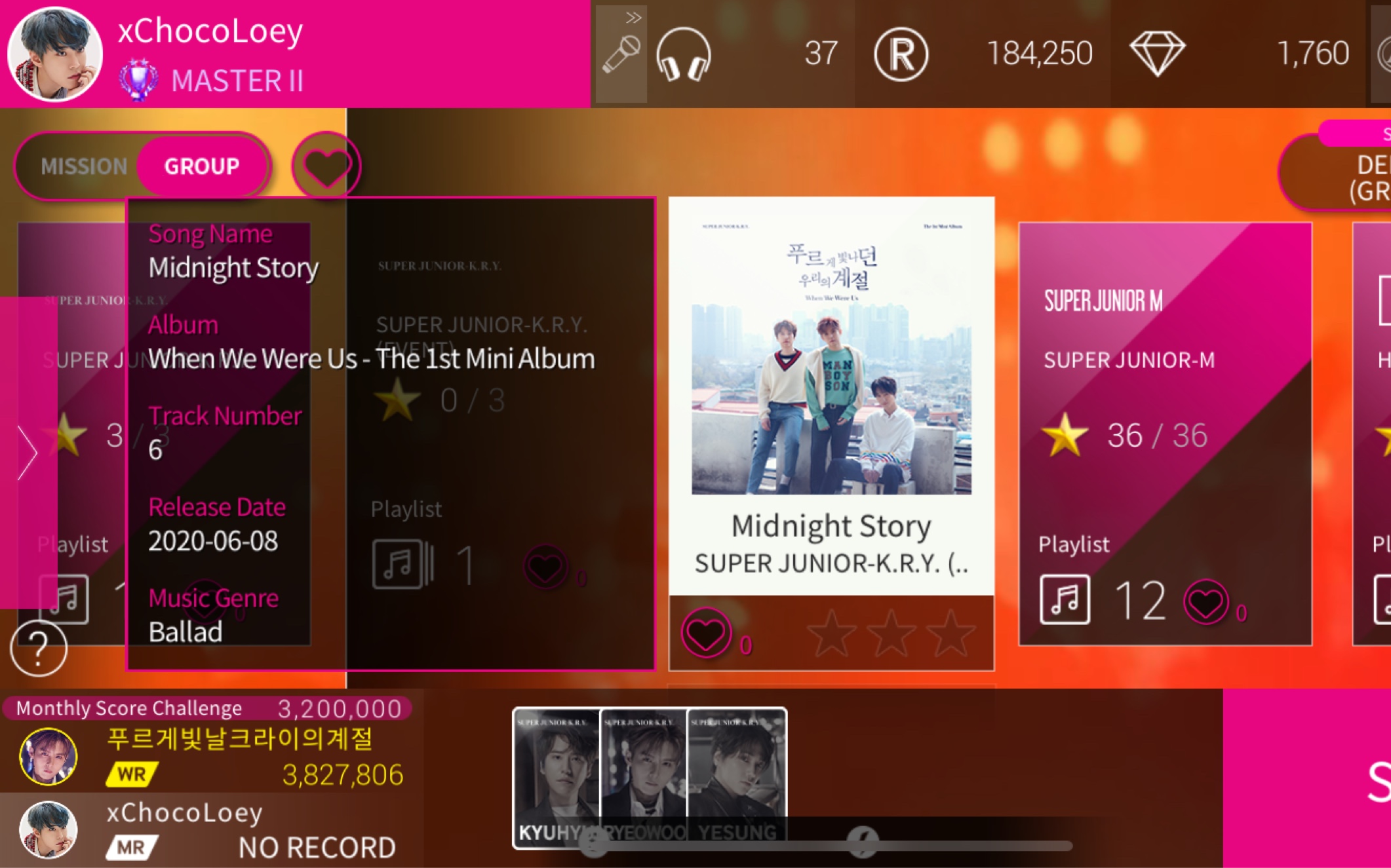 【Midnight Story】【Super JuniorK.R.Y】HardMode 3StarClear SuperstarSMTown哔哩哔哩bilibili