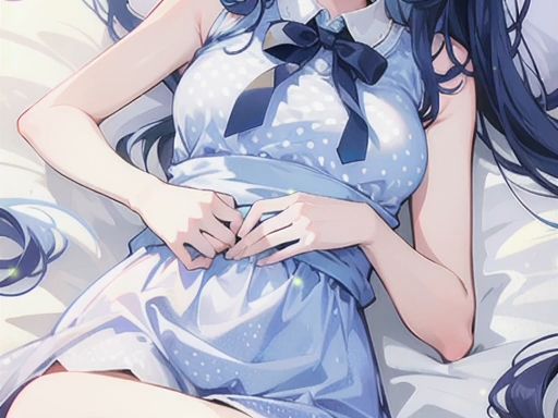 0118,二次元美少女,浅蓝色圆点系列.
