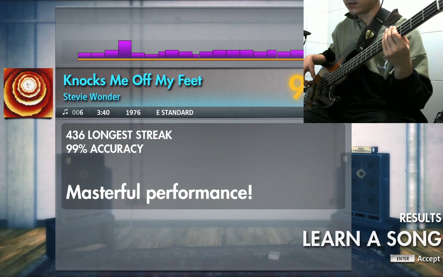 《Knocks Me Off My Feet》 Stevie Wonder 摇滚史密斯 Rocksmith 首次录制,贝斯准确率99%哔哩哔哩bilibili