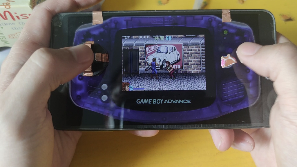 [图]GBA《双截龙A》试玩。retroarch模拟器皮肤已分享，使用方法请看简易教程。