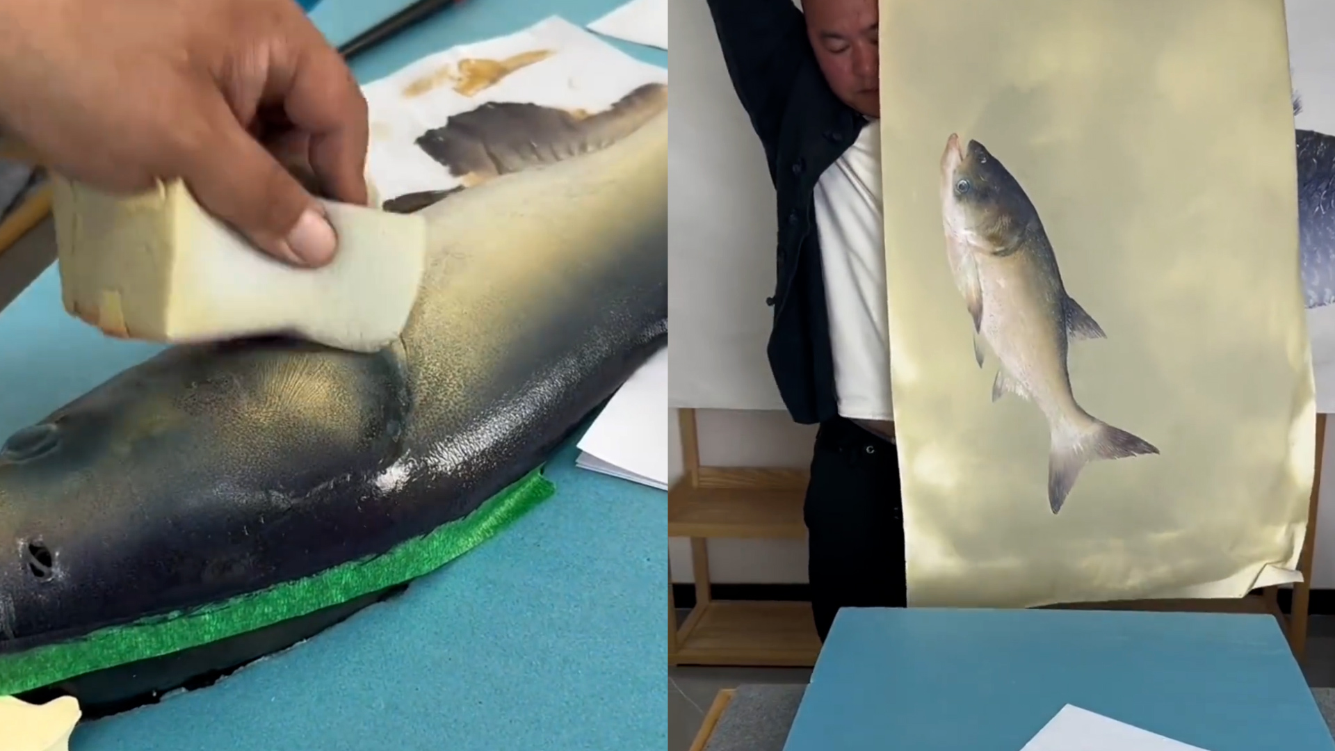 栩栩如生!非遗传承人使用鱼拓作画,作品完成如同相机拍照