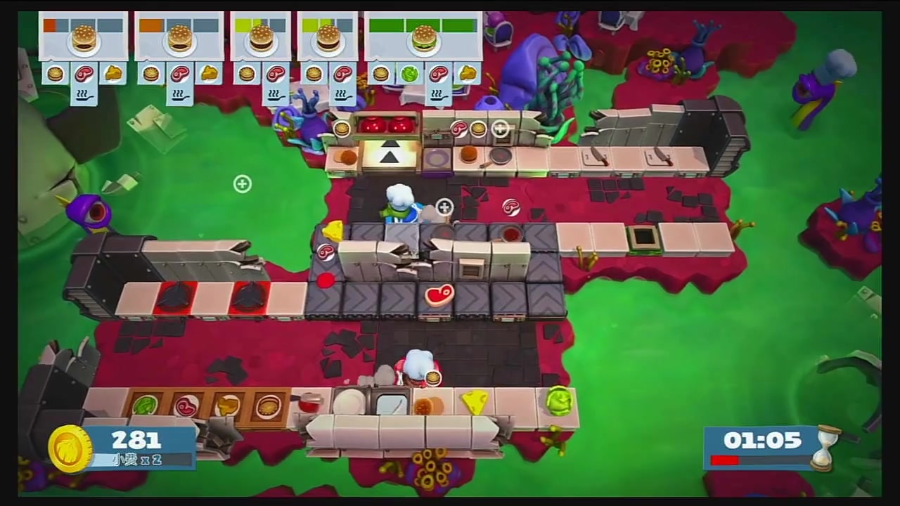 switch 分手厨房2(6-5)稍稍有点小难度的复合关卡