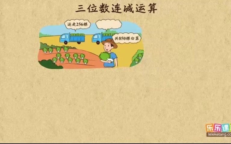 [图]【动画教学67096】三年级数学上册：三位数连减运算