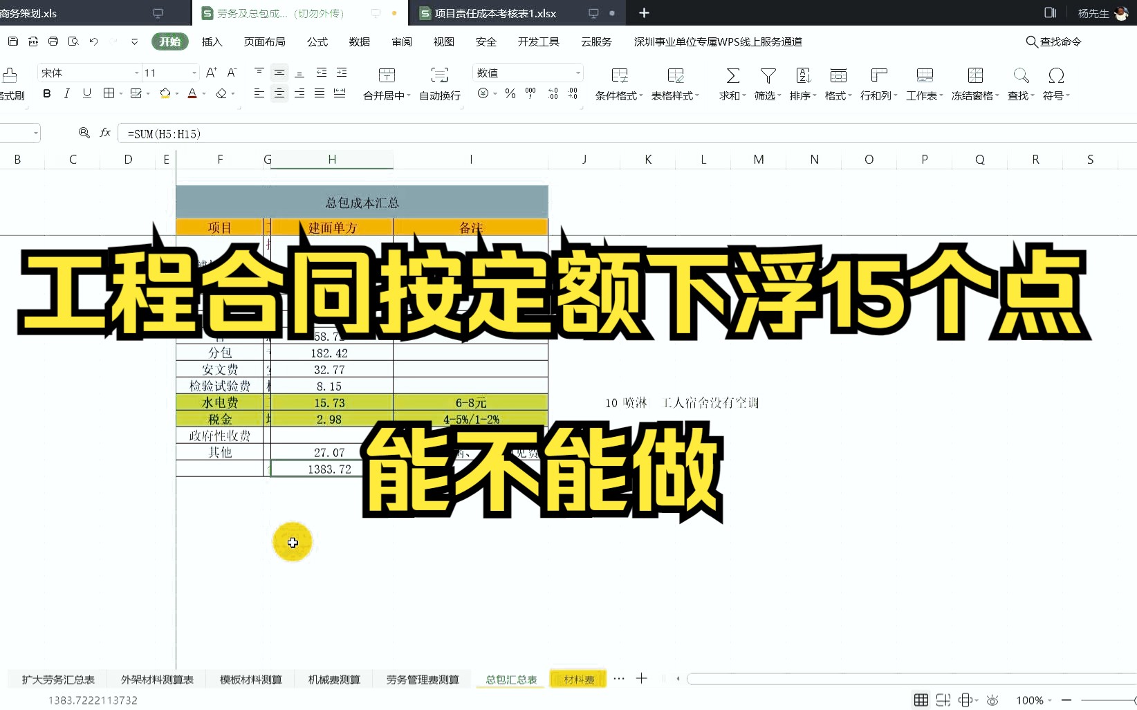 工程合同套定额下浮15个点能不能做哔哩哔哩bilibili