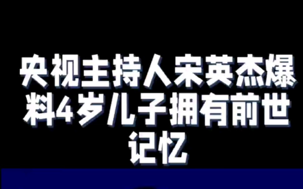 央视主持人宋英杰爆料4岁儿子拥有前世记忆哔哩哔哩bilibili