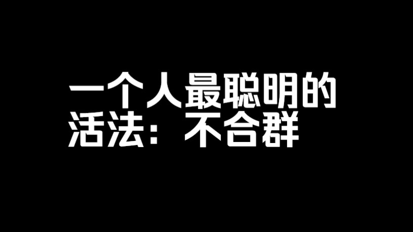 一个人最聪明的活法:不合群哔哩哔哩bilibili