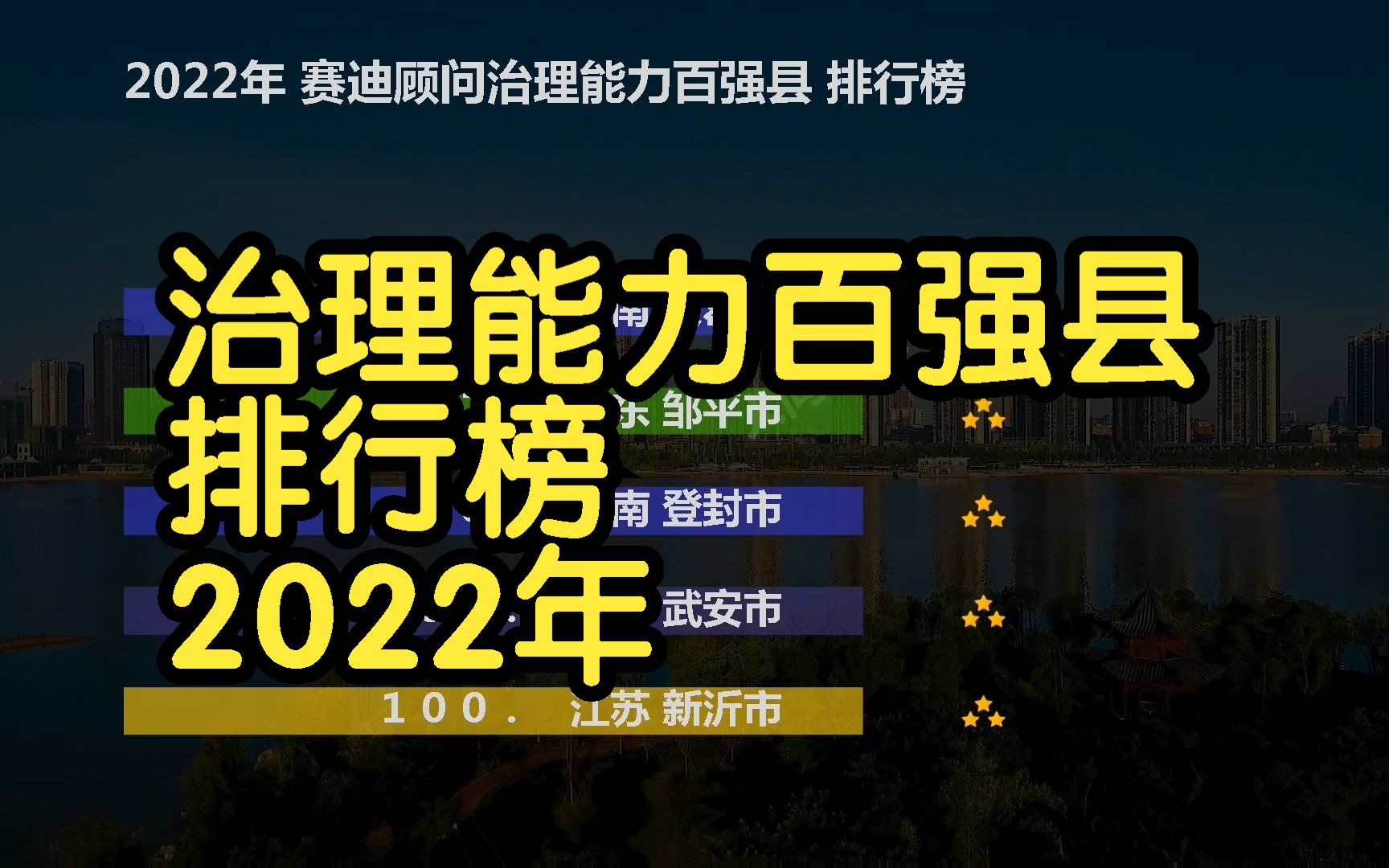 2022年 赛迪顾问治理能力百强县 排行榜, 浙江21个 江苏18个 山东11个 湖北7个 河南6个 福建6个哔哩哔哩bilibili