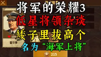 【将军的荣耀3】一星区将领杂谈