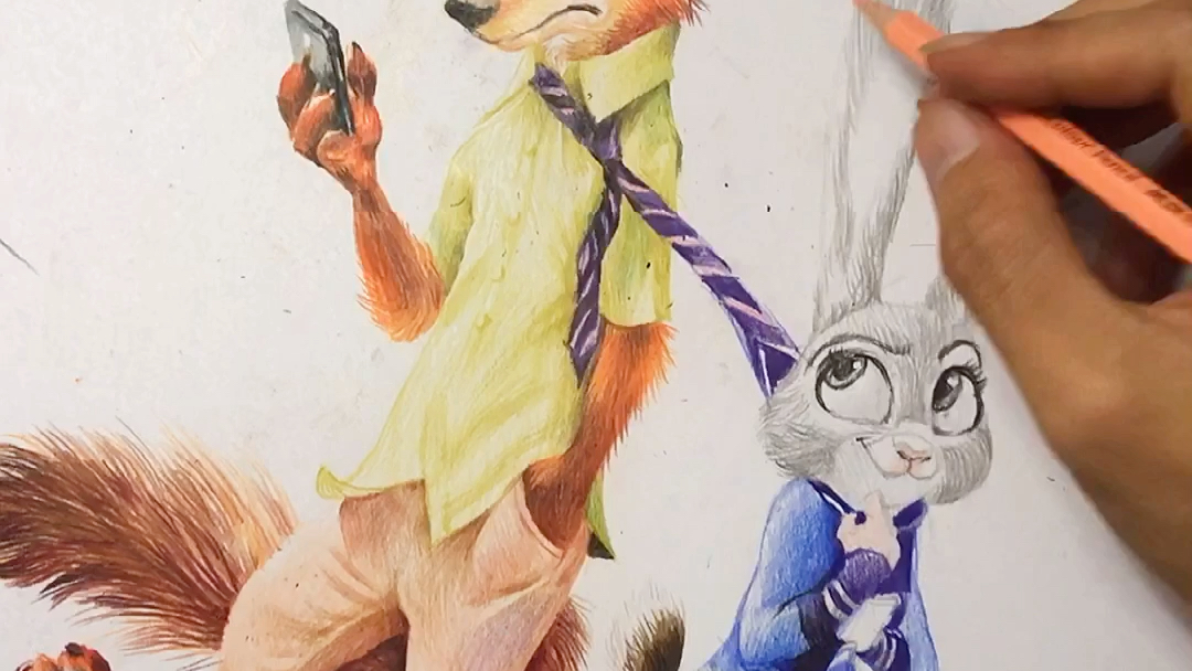 朱迪 疯狂动物城 彩铅手绘_哔哩哔哩 (゜-゜)つロ 干杯~-bilibili