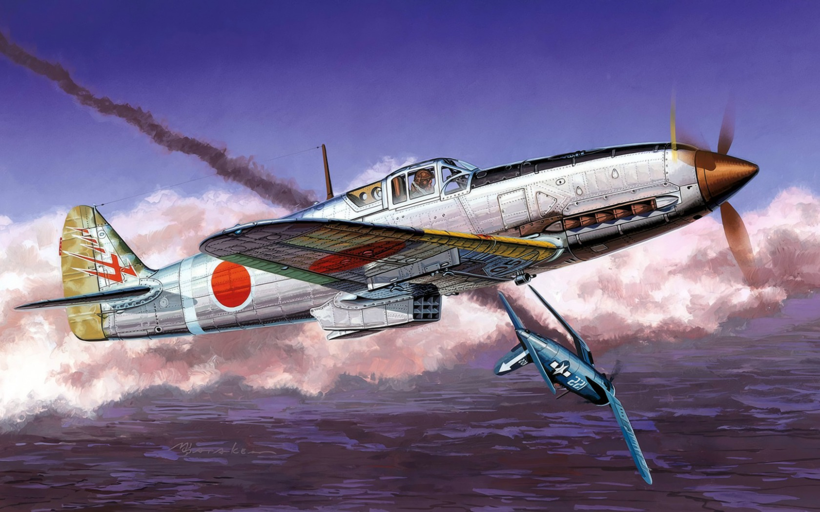 动漫中的2战空战第28期三式飞燕战斗机