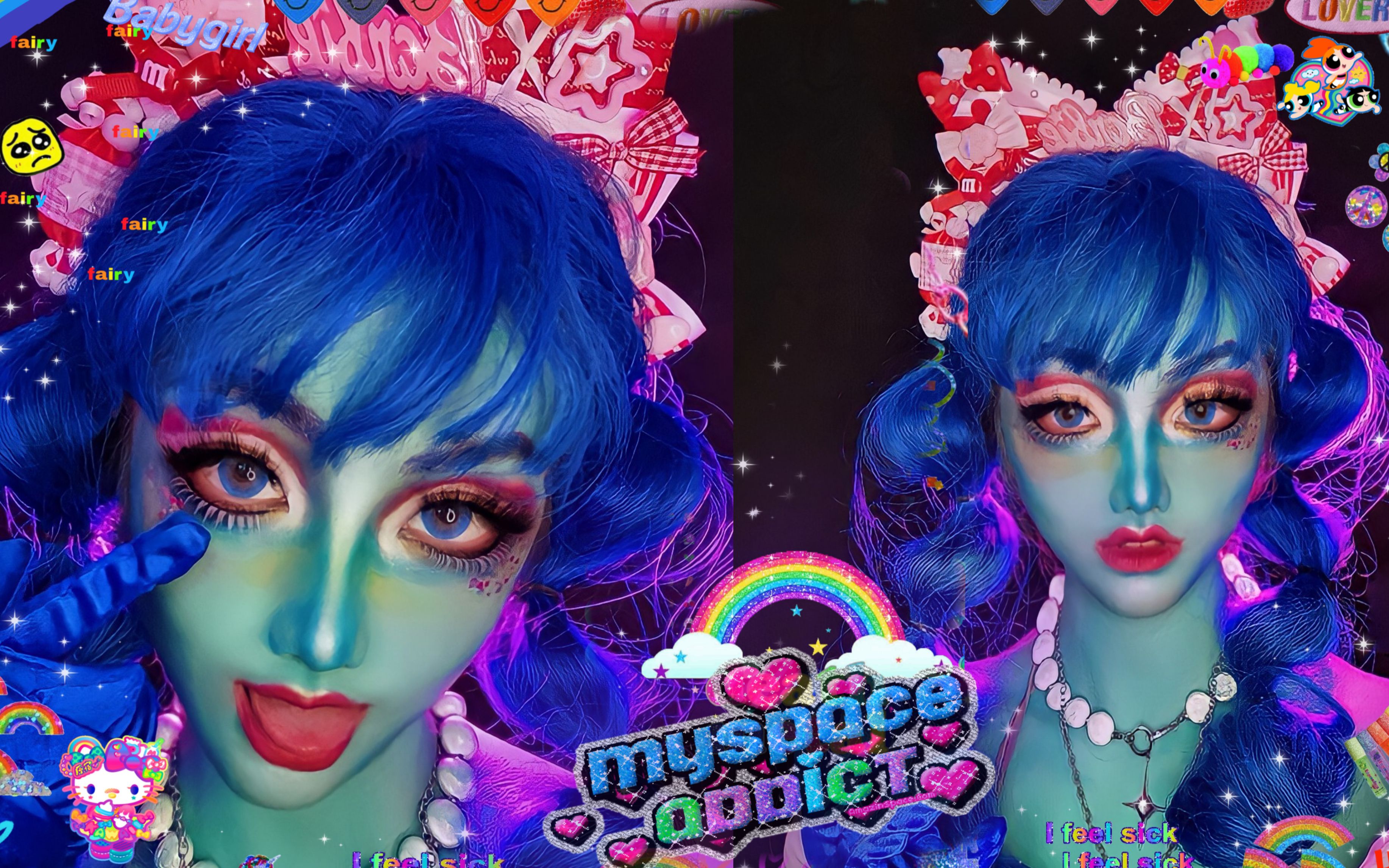 【言瑄】我要把自己整成绿的!|糖果色原宿风异色皮妆容