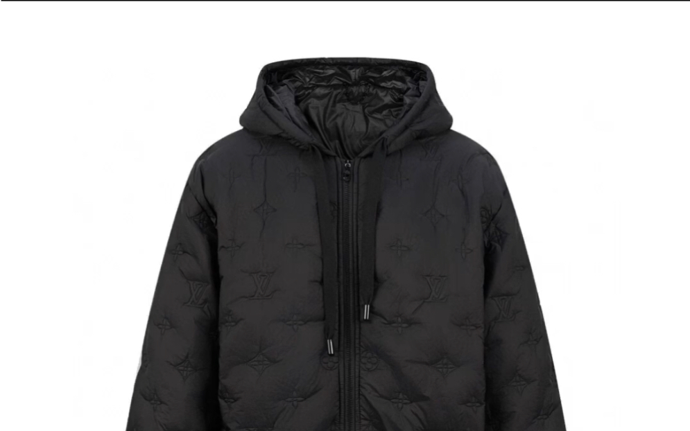 lv路易威登高仿老花刺绣连帽棉衣夹克