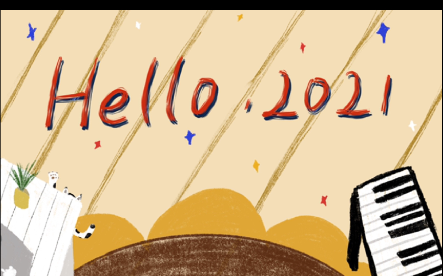 两人两猫|你好,2021 |自学画画