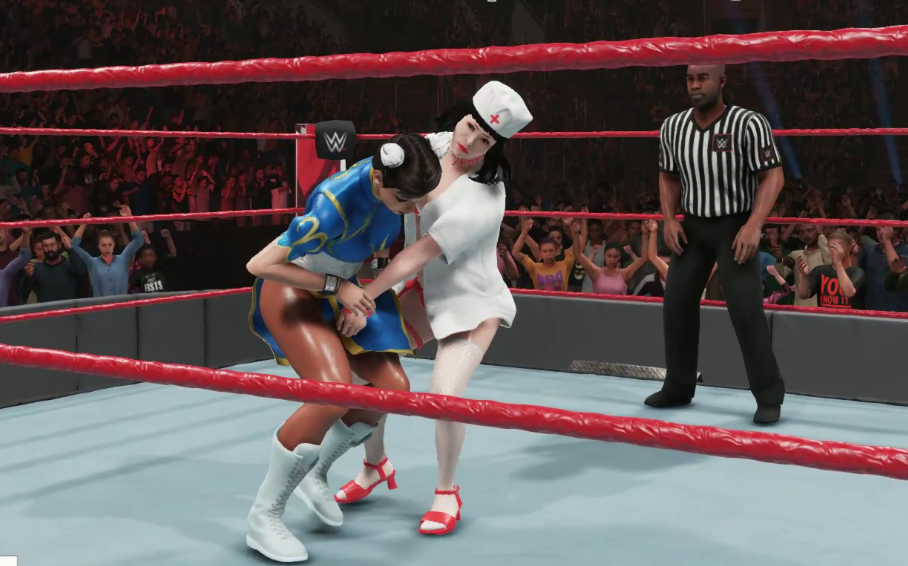 [图]这打的太激烈了，比基尼妹子们的极限法则赛WWE2K19