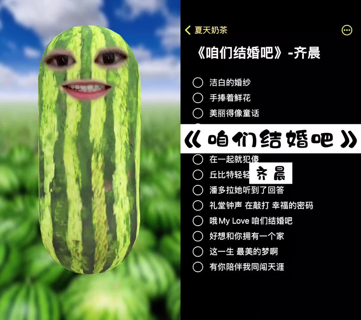 和夏天奶茶音乐一起合拍私密马赛咱们结婚吧齐晨你说我们会结婚吗