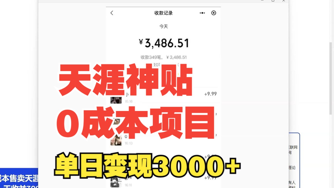 冷门蓝海赛道,0成本卖天涯神贴,单日变现3000+,小白在家也能做!!!哔哩哔哩bilibili