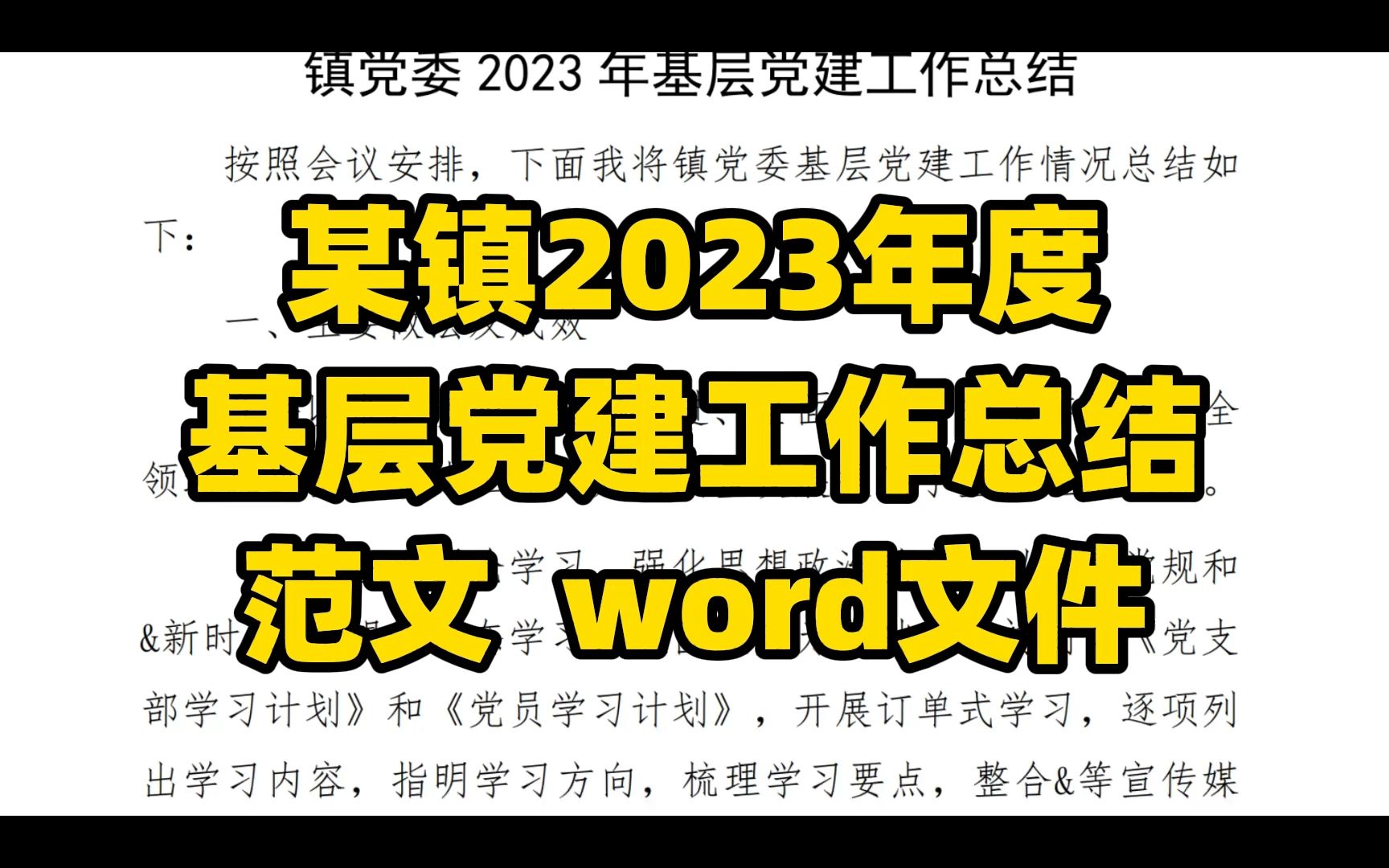 某镇2023年度 基层党建工作总结 范文 word文件哔哩哔哩bilibili