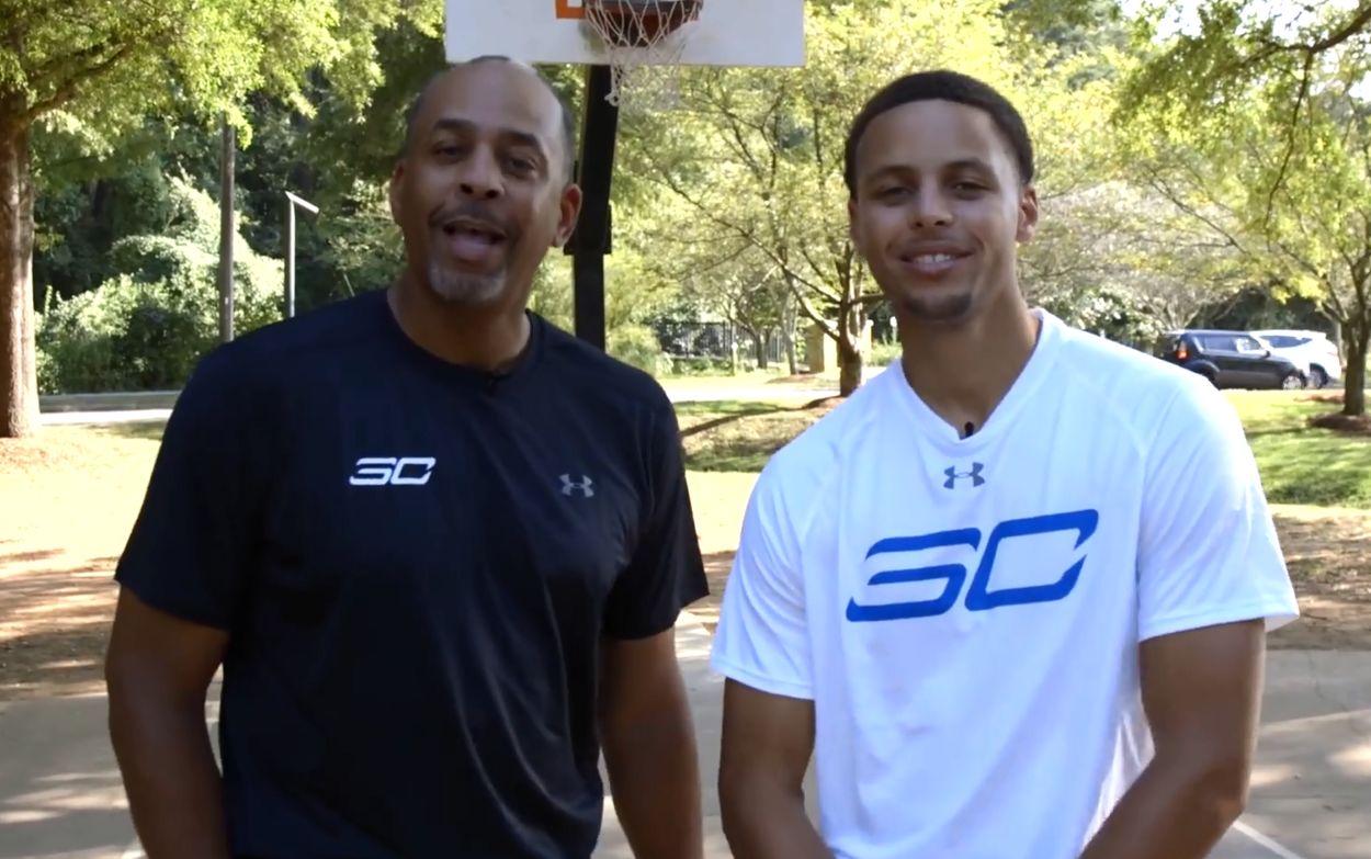 【字幕】库里向球员父亲发出另类1v1挑战 萌神完胜父子局