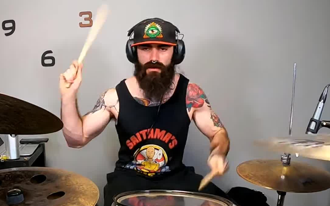 [图]【胡子哥】诶呦这花臂 THE DEVIL IN I - SLIPKNOT - SINGLE PEDAL DRUM COVER.