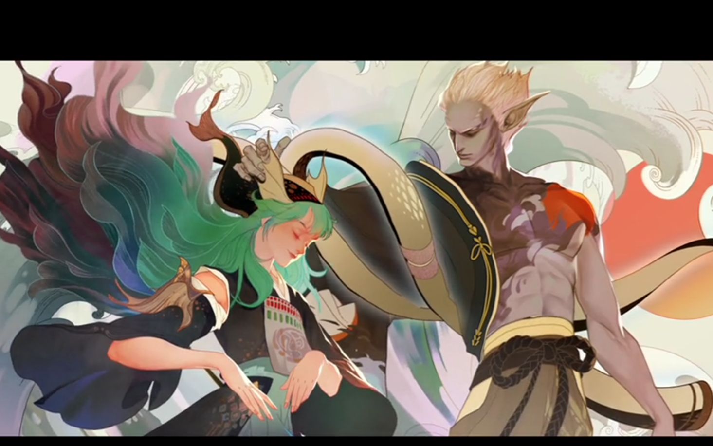 【阴阳师三周年】荒川之主与海国之主大岳丸的对决 cg