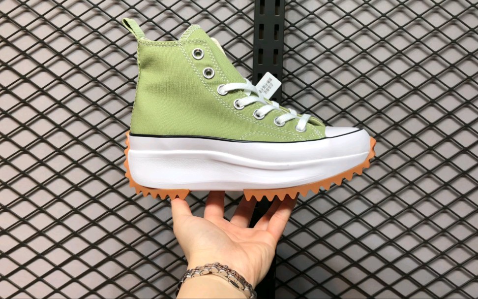 【大山制造】匡威run star hike新款芥末绿 匡威增高厚底松糕鞋货号