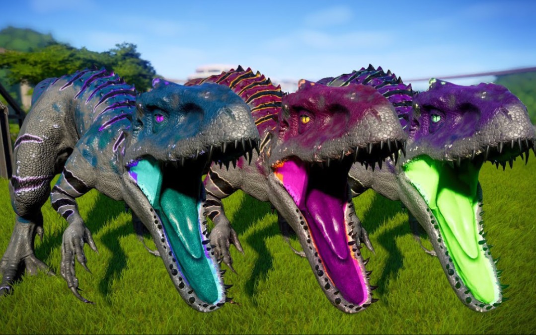 恐龙大乱斗侏罗纪世界进化霸王龙vs剑龙突围与战斗高清1080p