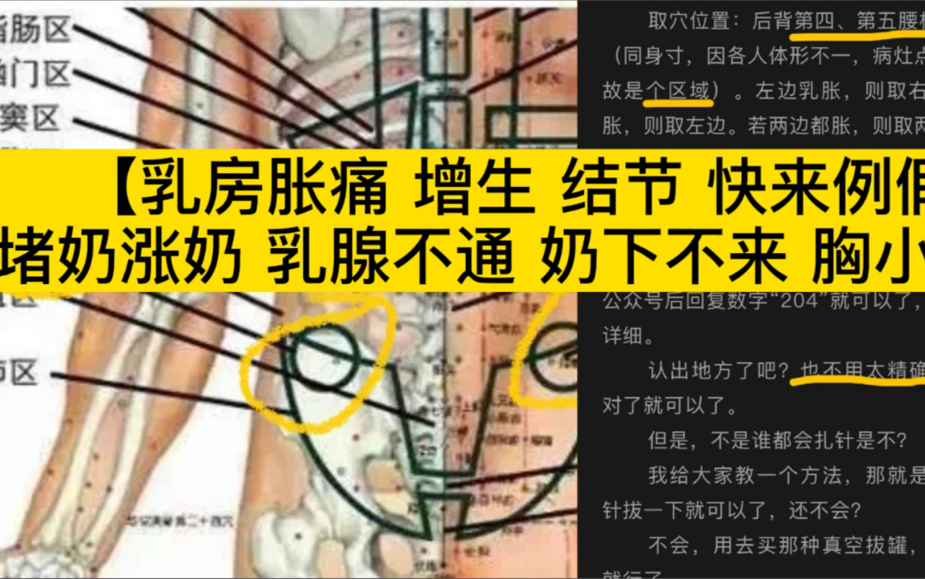 【乳房胀痛 增生 结节 快来例假 堵奶涨奶 乳腺不通 奶下不来 胸小的