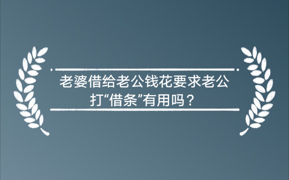 老婆借钱给老公花要求老公打“借条”有用吗?哔哩哔哩bilibili