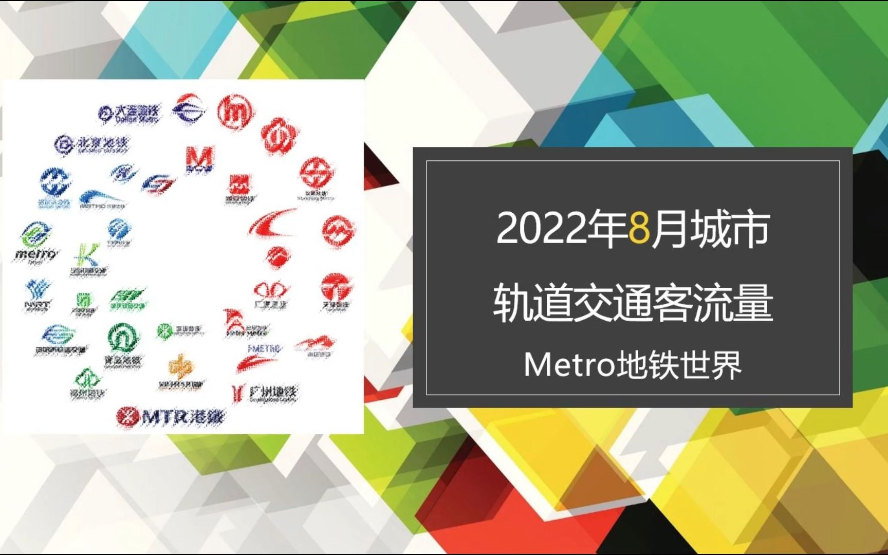 [图]上海北京谁才是第一？2022年8月城市轨道交通客流量排名