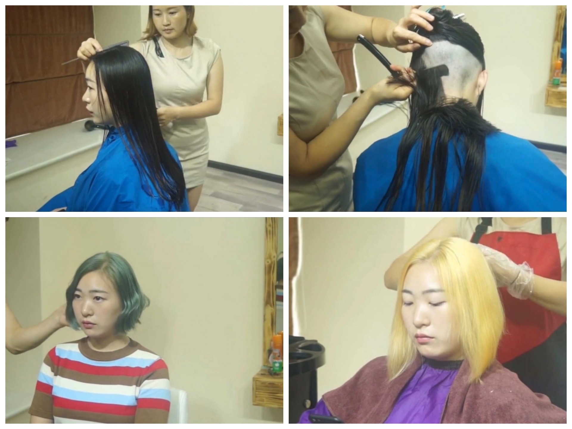 剃bob,染黄发染绿发