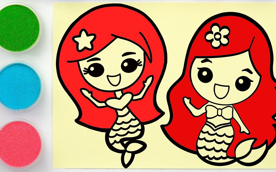 【沙画】沙画红发美人鱼女孩
