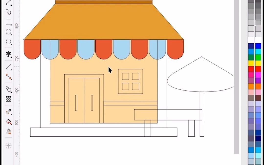 小房子插画设计,平面设计教程,cdr教学_哔哩哔哩_bilibili