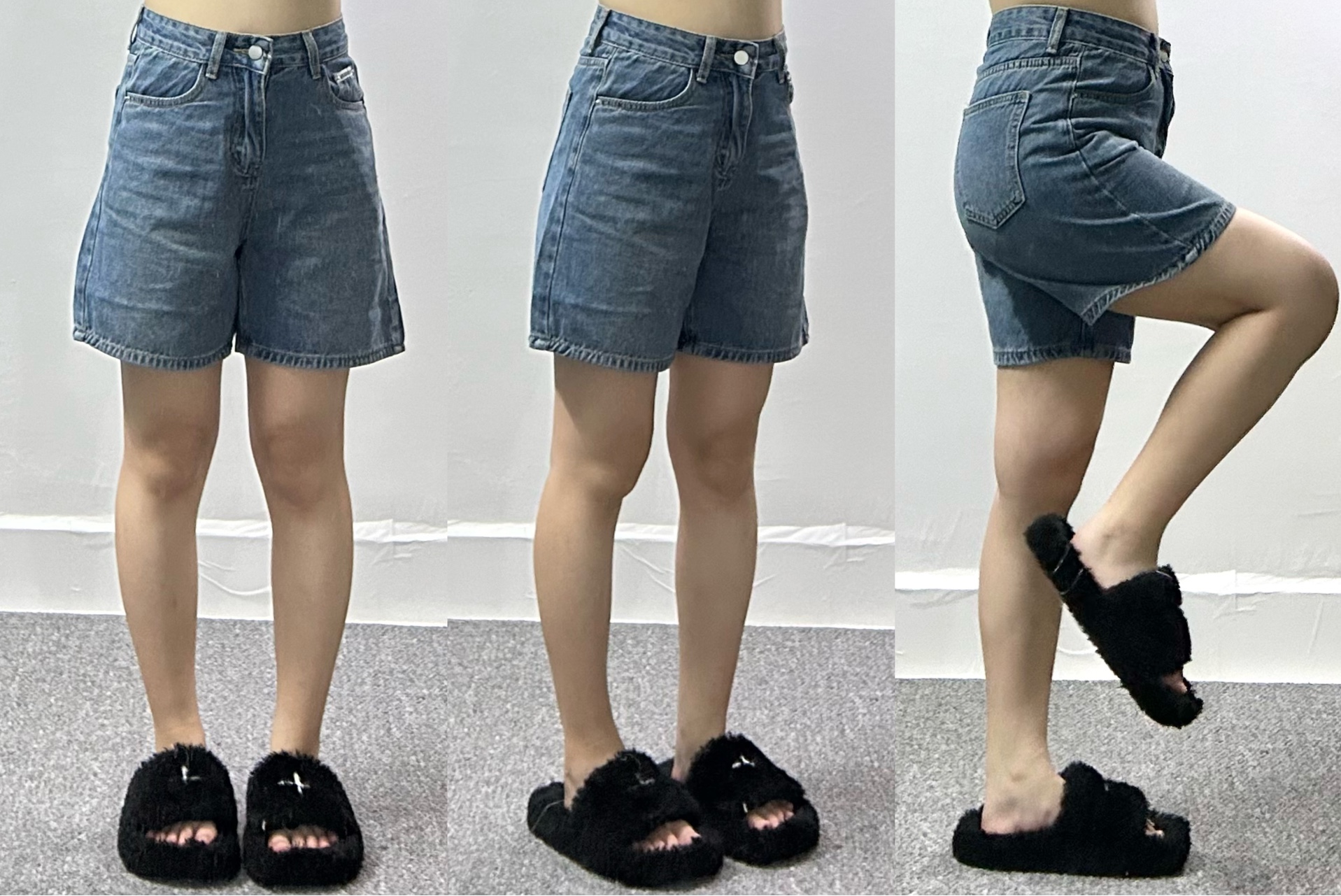 适合微胖腿粗胯大的四分裤女小个子简约基础款蓝色牛仔短裤