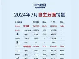 Download Video: 2024年7月自主五强车企销量出炉