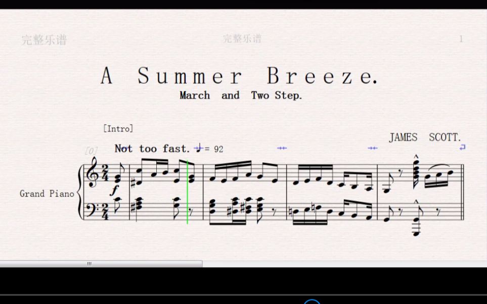 [图]詹姆斯·斯科特：《夏日微风（进行曲和二步舞曲）》-James Scott: A Summer Breeze（1906年出版的冷门拉格泰姆Ragtime舞曲）