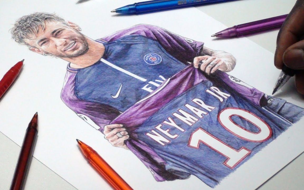 手绘内马尔加盟psg