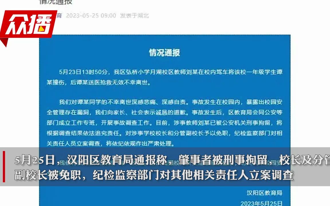 【大无语事件】武汉校园被撞致死小学生的母亲坠楼身亡,此前曾被网友指责衣着(2023年6月2日)哔哩哔哩bilibili