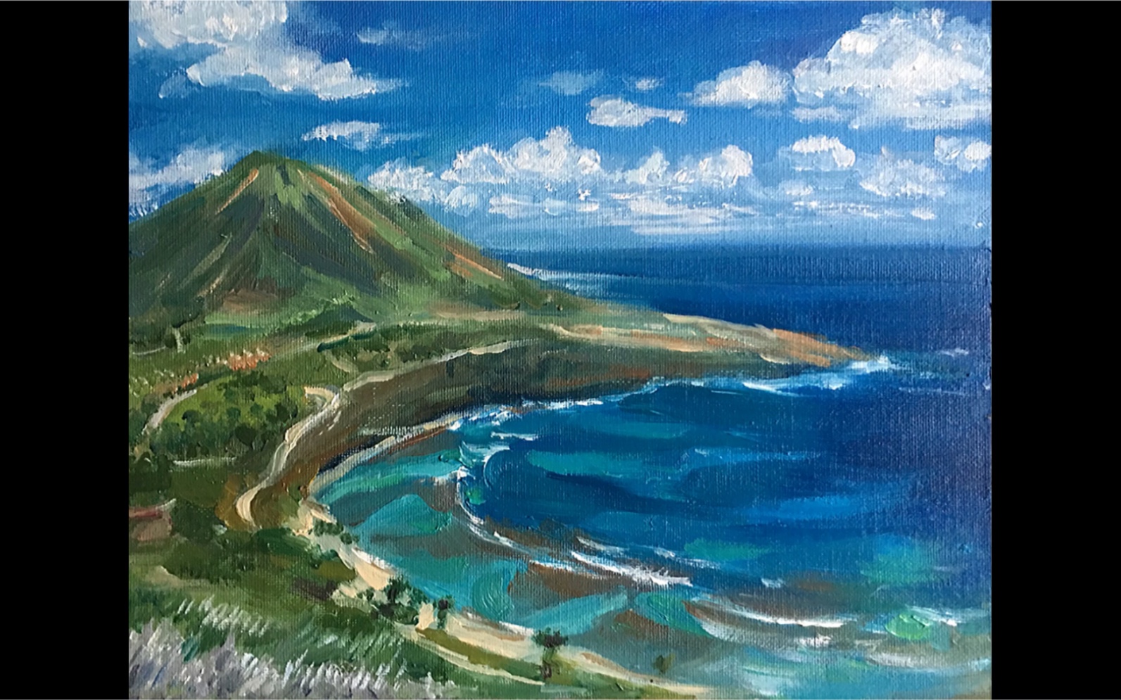 【油画】蓝色海岸_哔哩哔哩 (゜-゜)つロ 干杯~-bilibili