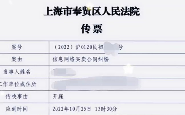 上海市奉贤区人民法院,新城人民法庭开庭,万顺路2058号,信息网络买卖合同纠纷.哔哩哔哩bilibili